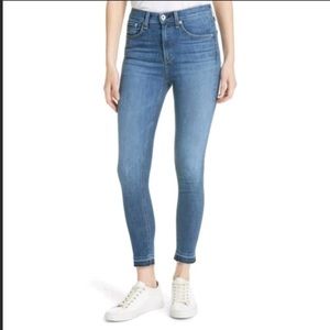 RAG & BONE High Rise Ankle Skinny Jean Raw Hem size 29